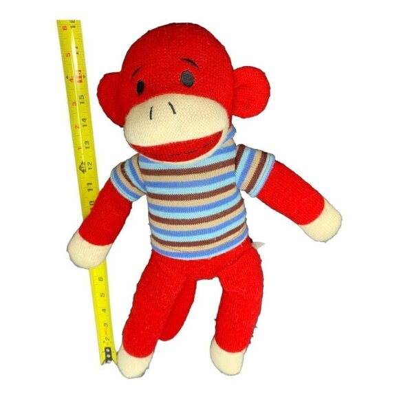 Sock Monkey Dan Dee Red Striped Shirt 18" Collectors Choice Plush Stuffed Animal - Picture 9 of 11